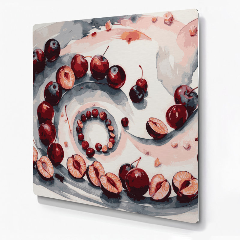 Art mural en métal Fruit Umeboshi, H 8 po x l 8 po