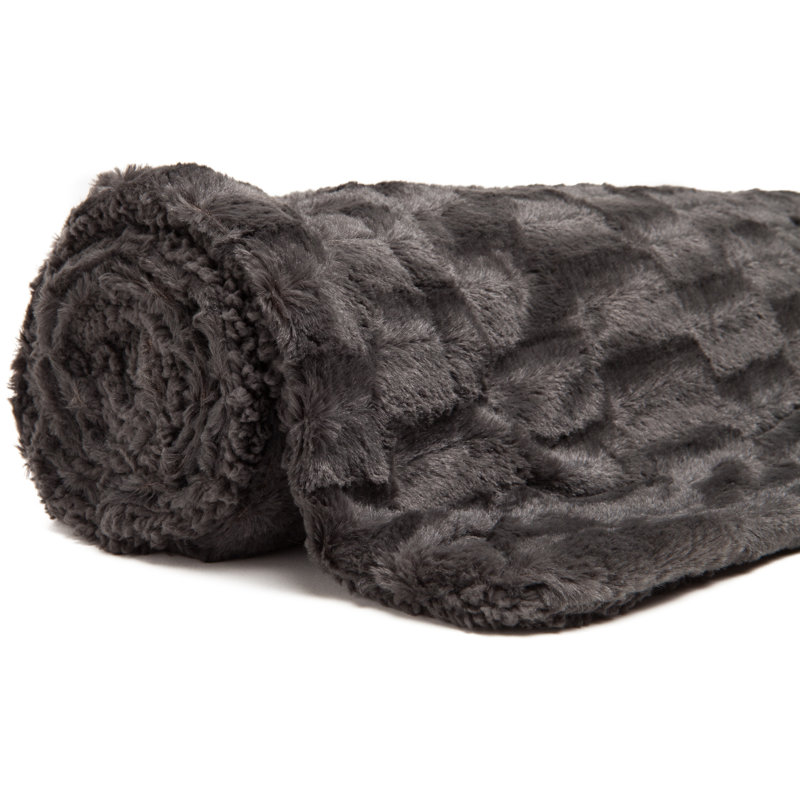 Faux Fur Throw, Dark Gray, 50" W x 65" L