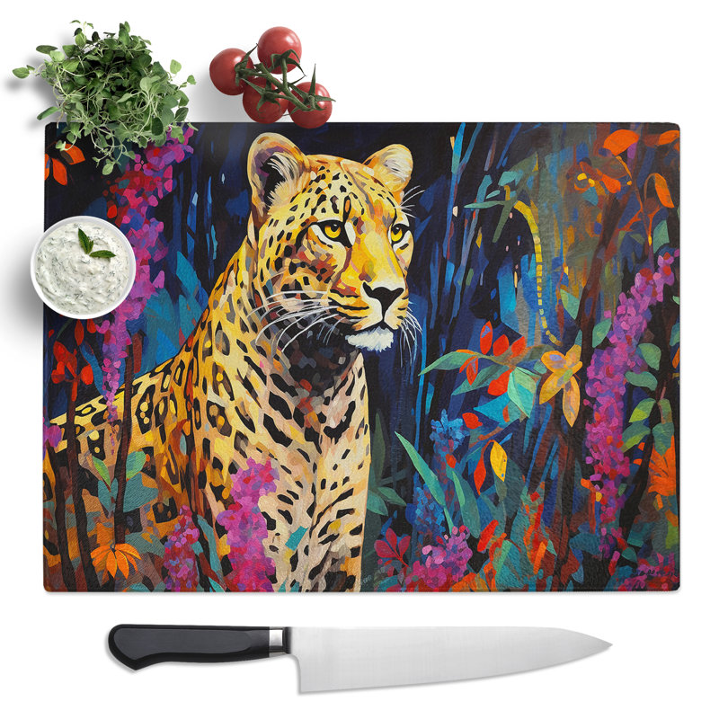 Cheetah Abstract H0324  Glass Chopping Board