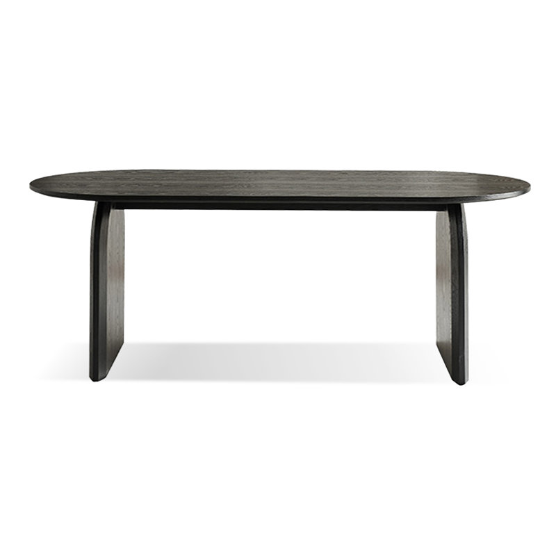 Black Oval Solid Wood Dining Table, 29.53"H x 94.49"L x 39.37"W