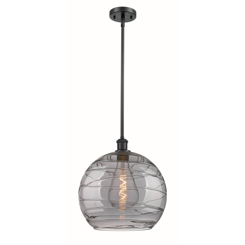 Luminaire suspendu sphérique 1 lumière Cindi, Non, Noir mat, Gris fumée clair