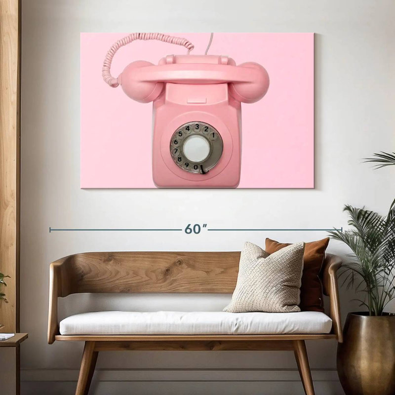 Téléphone rotatif rose Kerner, H 32 po x l 48 po