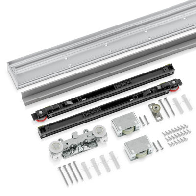 Concealed Sliding Barn Door Hardware Apply For 32-48'' Door, Aluminum Wall Mount System (Door Not Included)