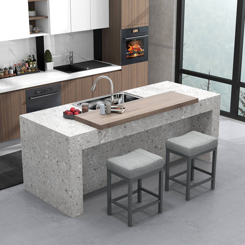 Tabouret de bar 24,5 po Ebern Designs, Gris / Gris, 4