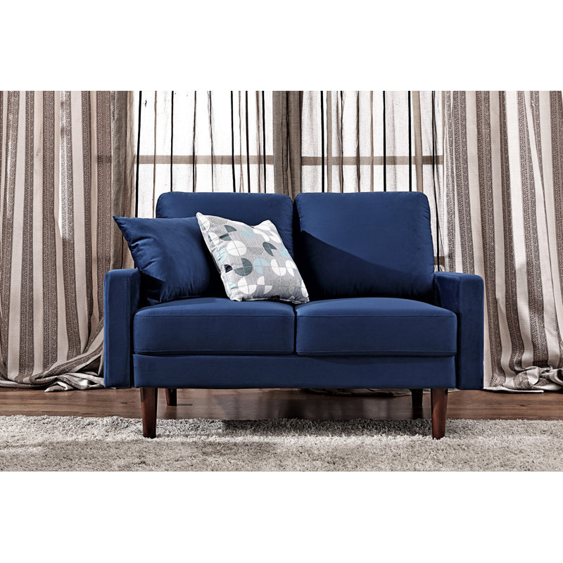 Camilo Upholstered 50.4'' Loveseat, Dress Blue Velvet
