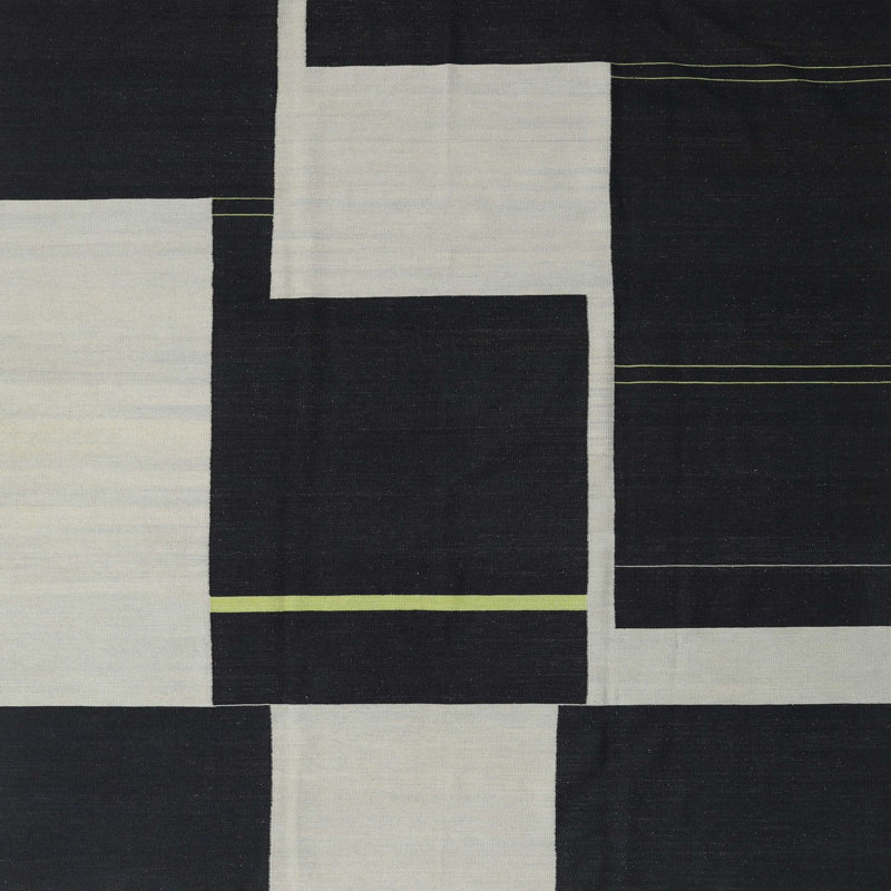 Tapis abstrait noir / gris, Carré 8 pi