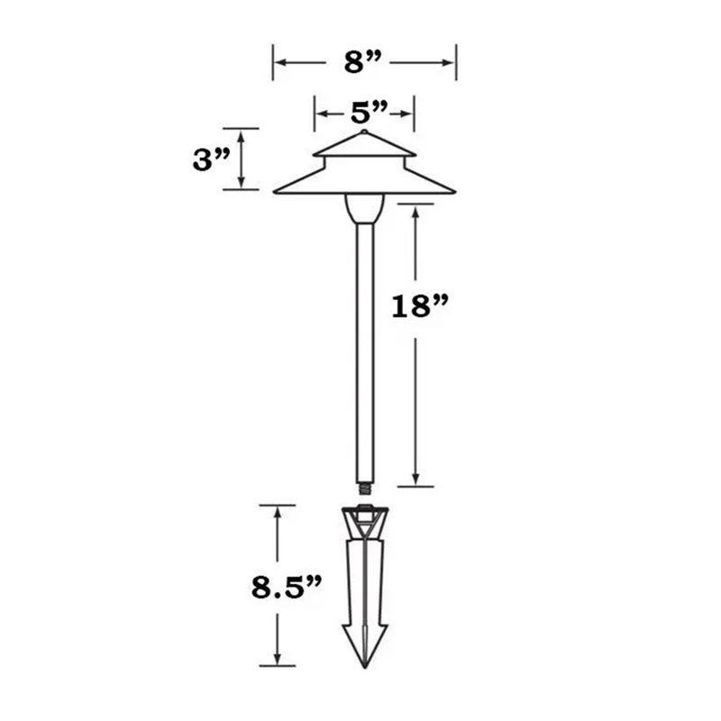 Low Voltage Brass LED Pathway Light with Warm White Bulb