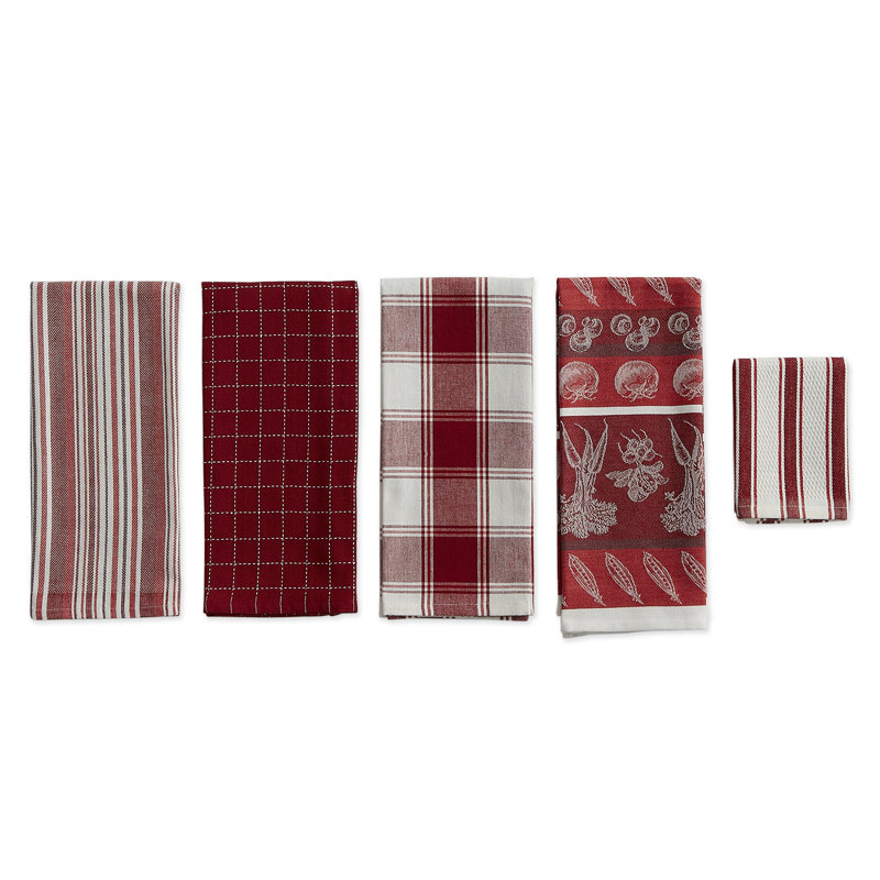 Cotton Jacquard Kitchen Towel Linen Set, Red
