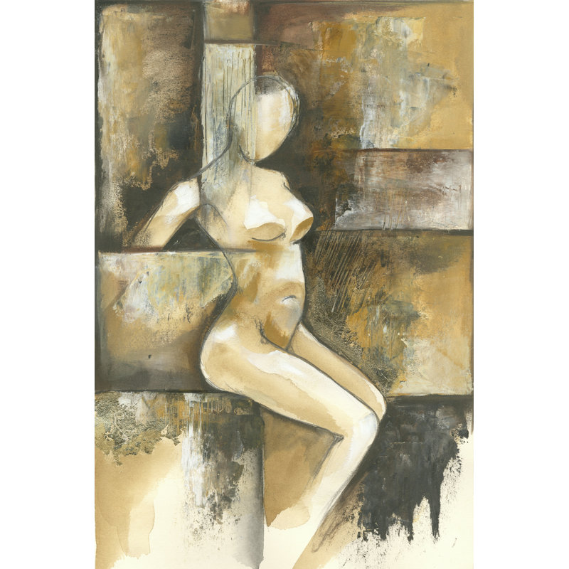 Mini- Contemporary Seated Nude I by Jennifer Goldberger - Wrapped Canvas Print, 46cm H x 30cm W