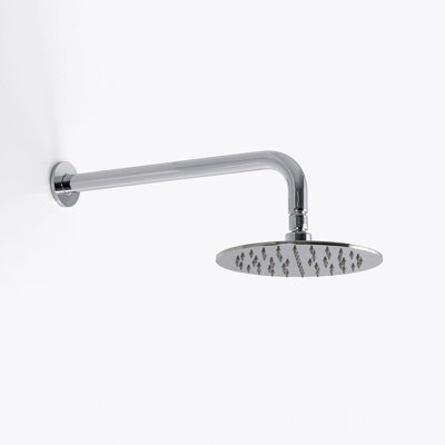 Metro Complete Round Shower Head - Wall Mount - 8" Brass/Matt Black