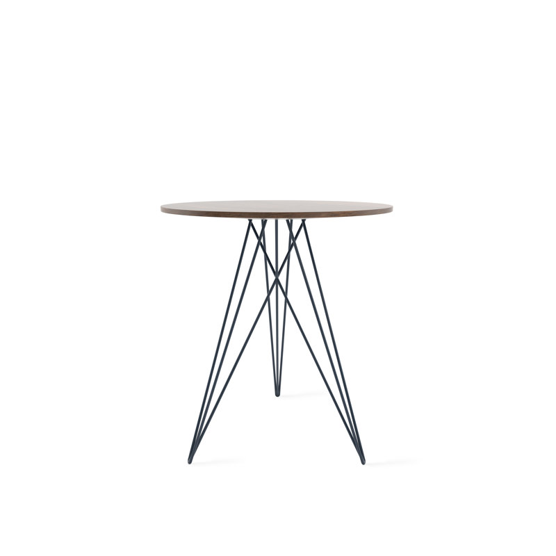 Hudson Solid Wood Top End Table, Walnut, Navy