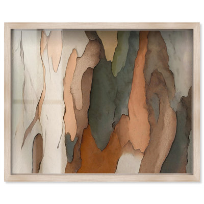 Bark Layers Shadowbox Print Nature Wall Decor by Art Remedy, Blonde Frame, 30 x 24
