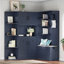 Armoire de vestibule multifonctionnelle de gauche à droite (peut être utilisée séparément) avec rangement et 4 crochets, armoire de rangement / arbre d'entrée 2 en 1 pour le salon, la cuisine et le couloir, bleu antique