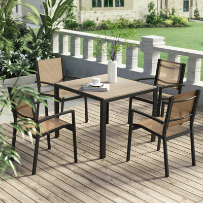 Ensemble de chaises de bistro 5 pièces en polyester enduit de PVC avec table de salle à manger