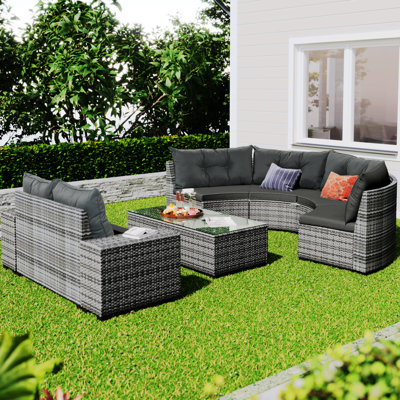 Ensemble de conversation modulaire avec coussins 8 pièces Losh