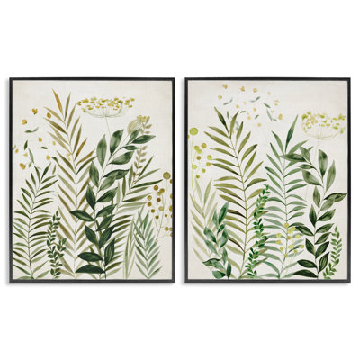  Varied Leaves & Fronds 2 PC Giclee Art Set by Hannah Dawson