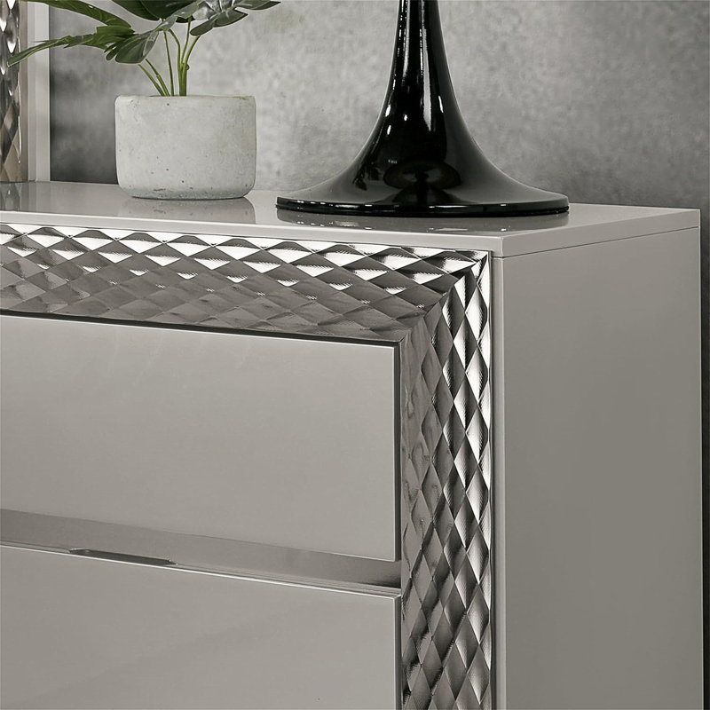 Mobilier de chambre à coucher 1 pièce avec table de chevet Glam Style