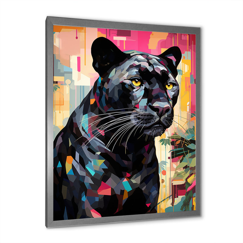 Popart sur fond noir, H 40 po x l 30 po x P 1,5 po, Cadre photo argenté