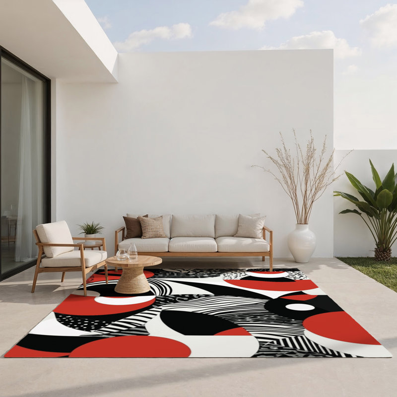 Tapis intérieur et extérieur Scarlet Reflection, Rectangulaire 3 pi x 5 pi