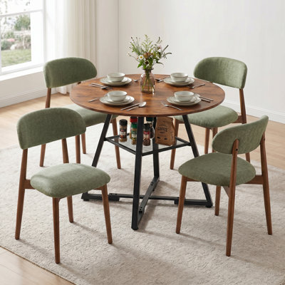 Ameah 47"L Round Modern Kitchen Dining Table Set With 32.1"H Dining Chair