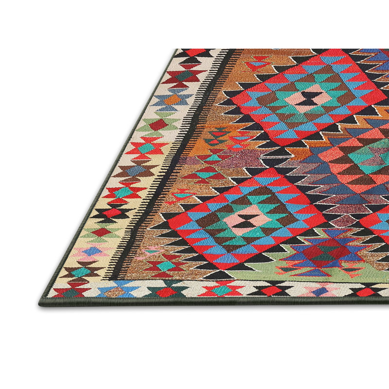 Tapis décoratif bleu du Sud-Ouest Wyoming, Rectangle 6 pi x 9 pi
