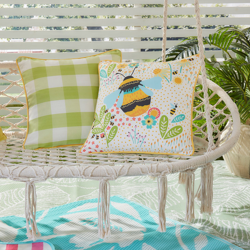 Buzzy Bee Indoor / Outdoor Animal Print Ochre Square Throw Cushion