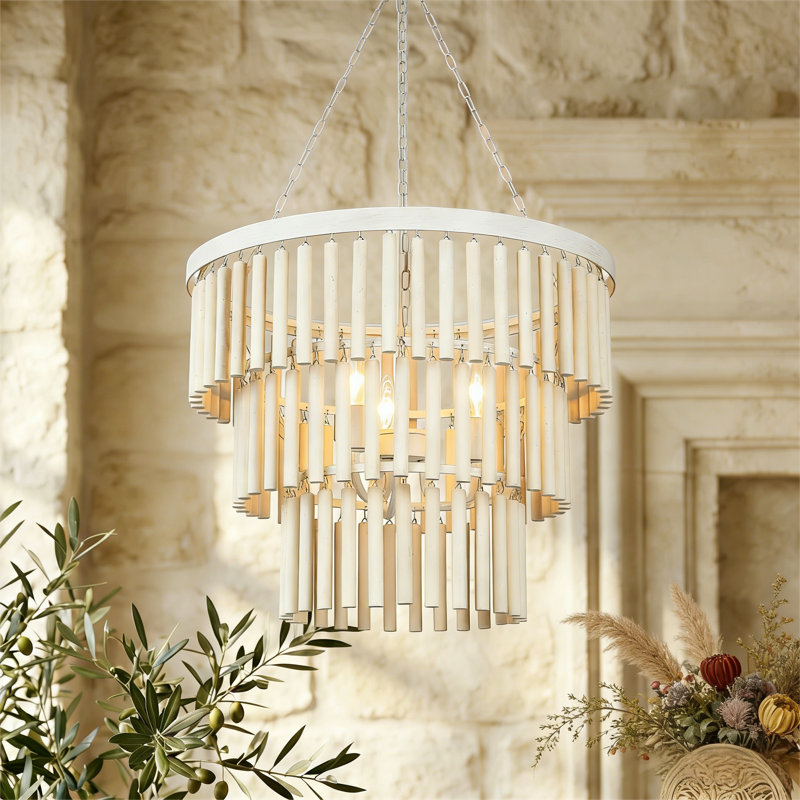 Lustre en bois 3 lumières French Country
