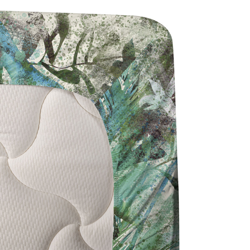 Ambesonne Watercolor Botany Sheet Set 4 Pcs Retro Boho Bloom, Twin Sheet Set with 1 Pillowcase