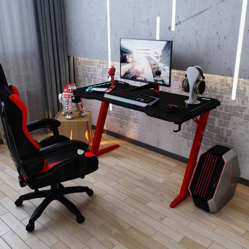 Metal Base Computer Desk, Red