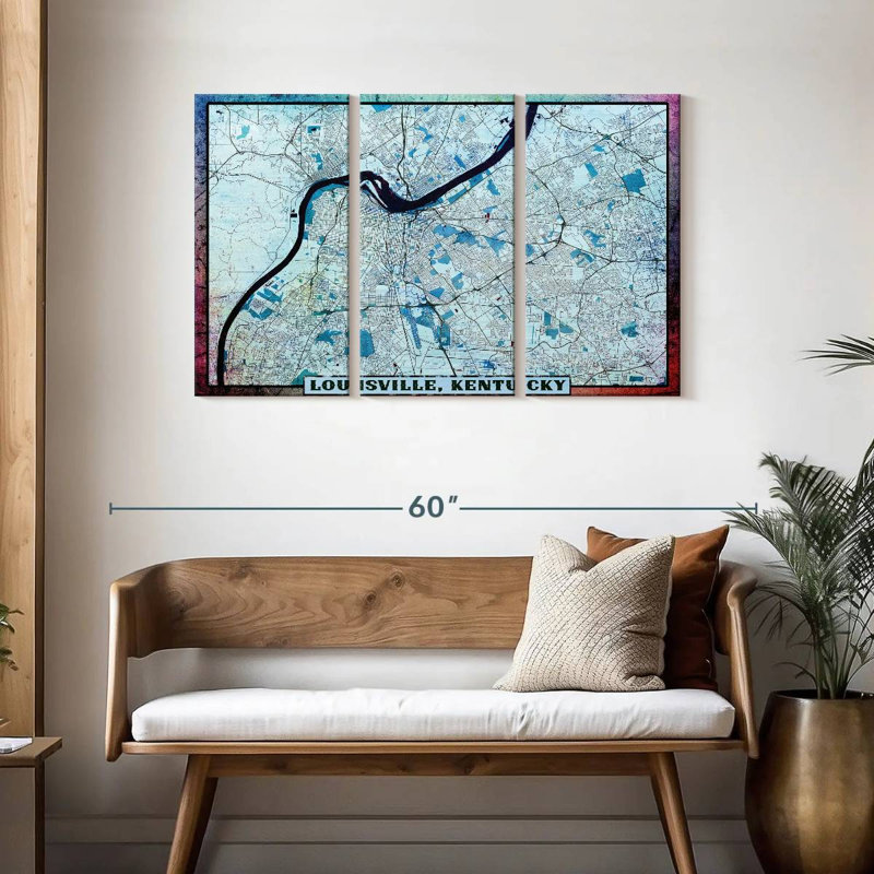 Aliaz Louisville City Map, 28" H x 45" W