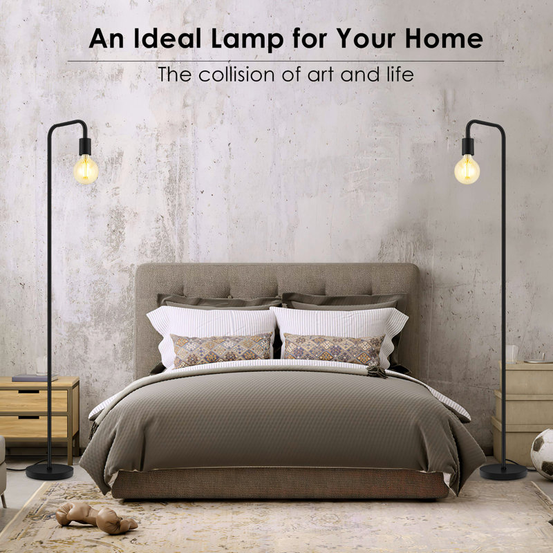 Industrial Floor Lamp, 63 Inch Standing Lamp, Black