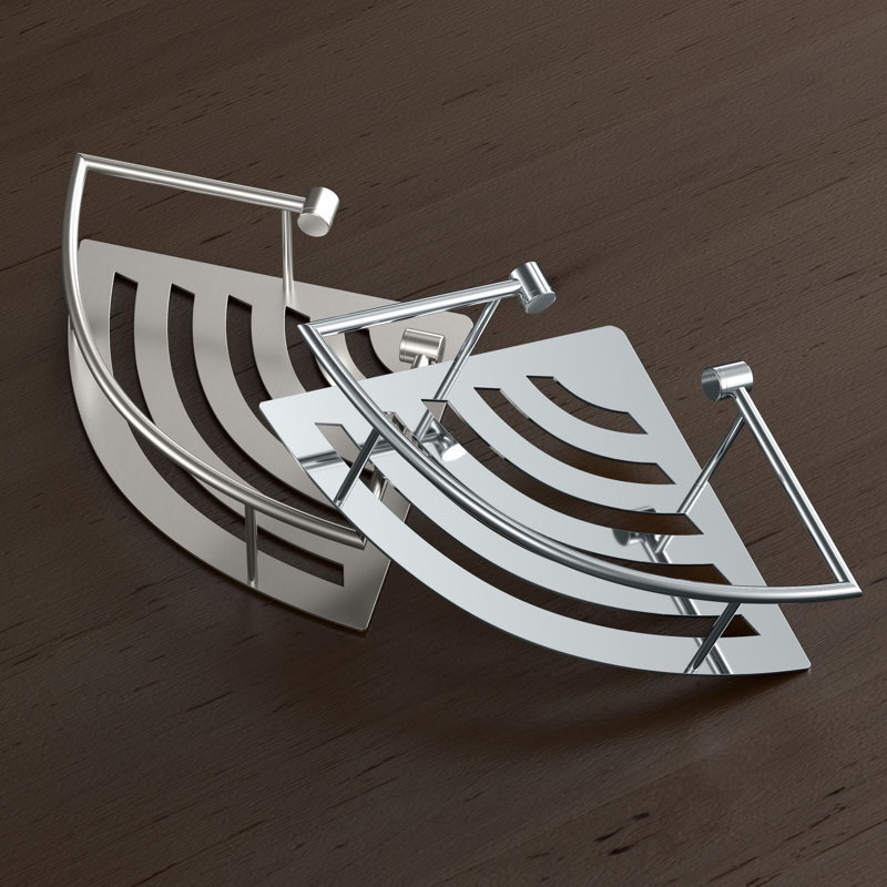 Elegant Stainless Steel Corner Shower Baskets | Wall Mount Shower Shelf, 2.7" H x 11" W x 7.65" D, Brushed Chrome
