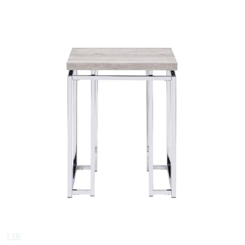 Table de bout carrée avec base en métal, table de bout
