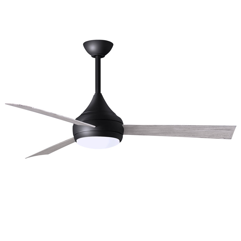 Donaire LED Outdoor Downrod Ceiling Fan, Matte Black, Barn Wood Tone