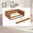  87" Wide Full XL Upholstered Daybed with Twin Trundle - 80" Extra Long Sofa Bed with App-Controlled Smart LED Armrests - Premium PU Leather - Orange-802451715