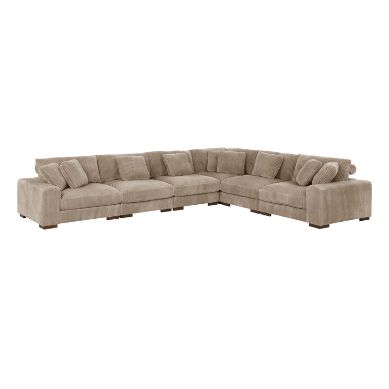 Amrith Corduroy L-Shaped Sectional Reversible, Taupe Corduroy