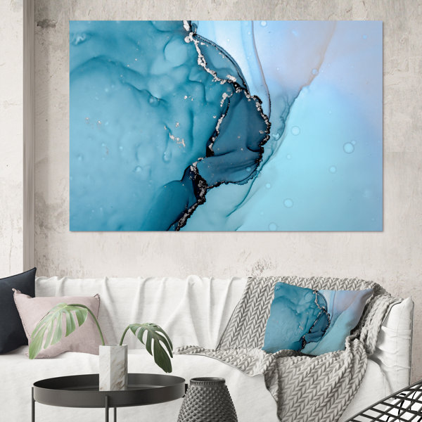 Bless international Turquoise Liquid Art Universe On Canvas Painting ...