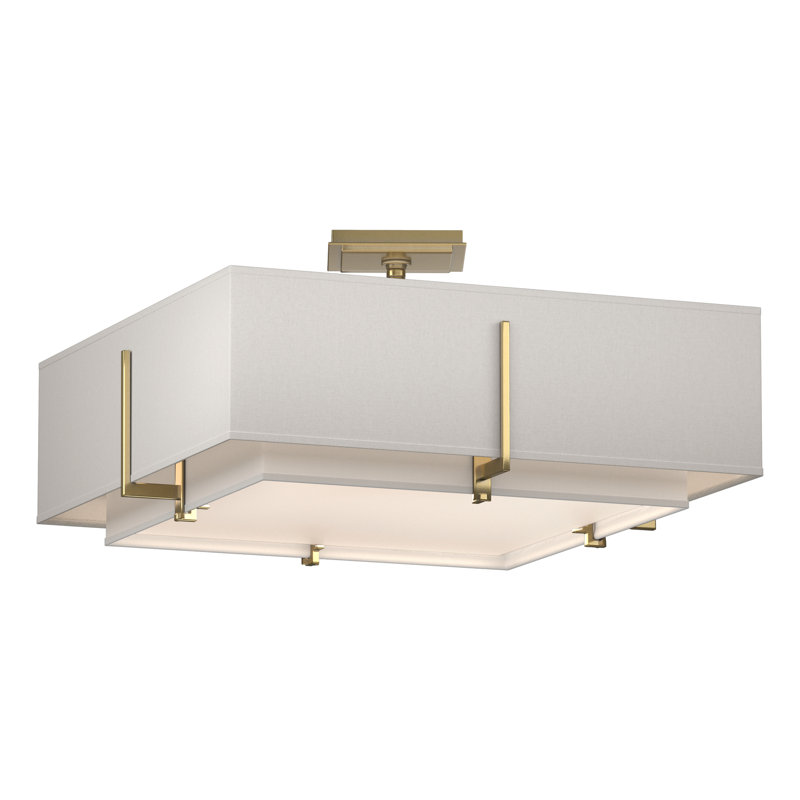 Exos 4 - Light 20.6" Semi Flush Mount, Natural Anna, Modern Brass
