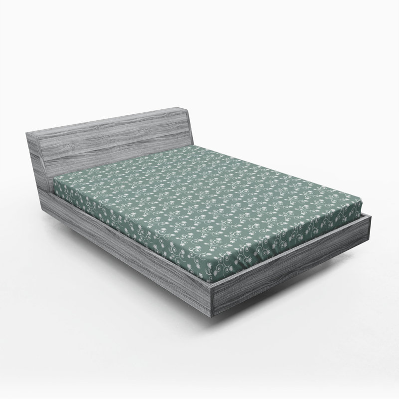 Microfiber Fitted Sheet, Full/Double Fitted Sheet, Green/Blue/White Floral