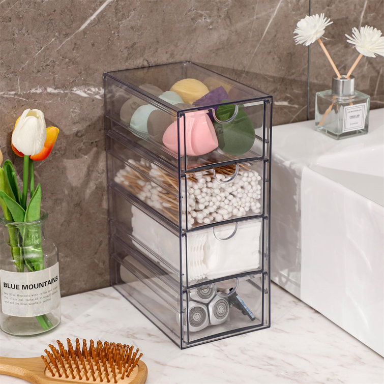 4 Drawers, Compact Storage Organization Drawers Set For Cosmetics, Glasses, Stationery, Stackable Storage Containers Box For Bathroom, Closet, Desk, Office