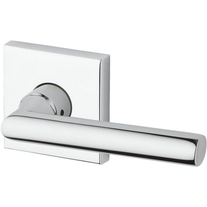 Tube Double Dummy Door Lever with Contemporary Square Rose, Polished Chrome