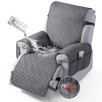 Housse pour fauteuil inclinable 1 place Heide 100% imperméable avec envers en granule antidérapant, poches latérales et sangles élastiques triples, housse de protection de chaise inclinable et résistante aux rayures pour enfants et animaux de compagnie
