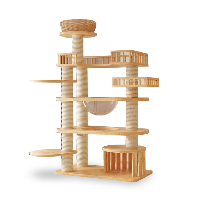 Arbre à chat 8 niveaux avec condons, perchoir, griffoirs, H 64,96 po x l 24,41 po x P 19,69 po
