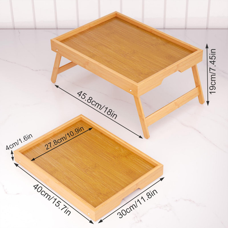 Ensemble de 2 tables-lits en bambou avec pieds pliables