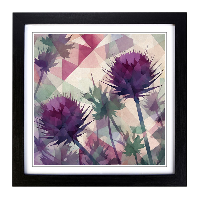 Thistle Geometric - Framed Print, Black
