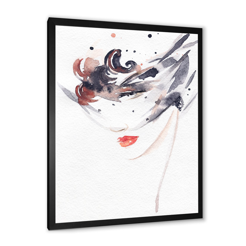 «Venice Mask Fashion Woman», œuvre d'art sur toile glamour, Toile avec cadre noir, H 20 po x l 12 po
