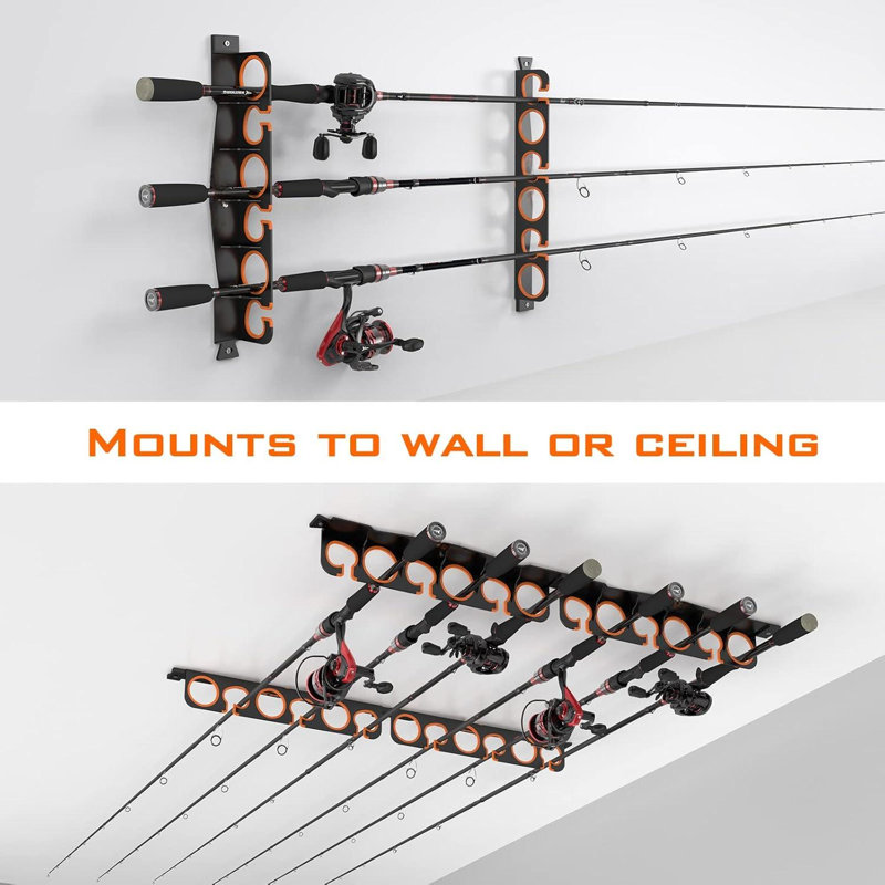 Le support de canne à pêche SafeGuard pour garage, support mural ou de plafond peut contenir 12 cannes à pêche ou combos en moins de 36 pouces
