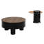 Table basse ronde emboîtable, tiroir de rangement, table en plastique noir, espace-efficace, conception spéciale, matériaux, utilisation adaptable, salon de 2 personnes avec fonction d'économie pour l'installation, concept de design moderne,