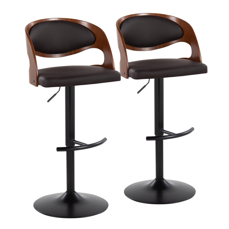 Tabouret Arabelle, Noir / Acajou, Gris
