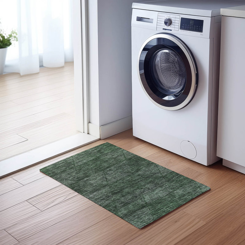 Tapis intérieur / extérieur en polyester tissé à la machine Malchow, Rectangle 1 pi 8 po x 2 pi 6 po
